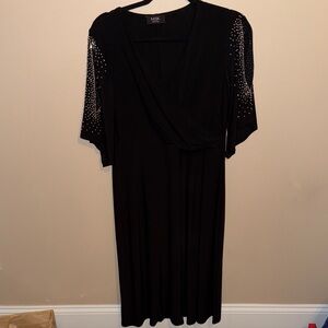 MSK Long Sleeve Black Dress with Silver Details
